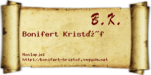 Bonifert Kristóf névjegykártya